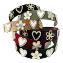 Heart Flower Charm Velvet Headband HB21027-16 (12PC)