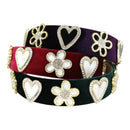 Heart Flower Charm Velvet Headband HB21027-16 (12PC)