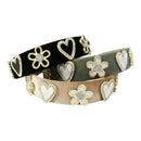Heart Flower Charm Velvet Headband HB21027-16 (12PC)