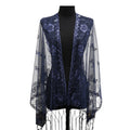 Sequin Chiffon Embellished Fringe Sheer Shawl Wrap Scarf SC309B (12pc)