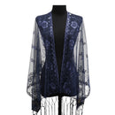 Sequin Chiffon Embellished Fringe Sheer Shawl Wrap Scarf SC309B (12pc)