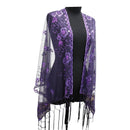 Sequin Chiffon Embellished Fringe Sheer Shawl Wrap Scarf SC309B (12pc)