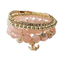 Anchor Charm Gold Bead Bracelet BR2221-18 (12PC)