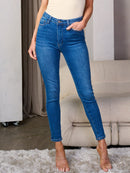 WOMEN'S BUTTON CLOSURE STRETCH DENIM SKINNY JEANS