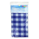 Party Magic Plastic Plaid BlueTable Cover 54x108in