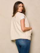 WOMEN'S SLEEVELESS BUTTON UP POCKETS SHERPA VEST