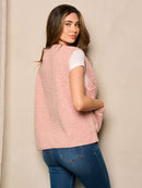 WOMEN'S SLEEVELESS BUTTON UP POCKETS SHERPA VEST