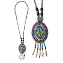 Oval Bead Pendant Boho Long Sweater Necklace NK2505-44 (12PC)