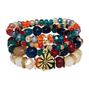 Flower Charm Glass Bead Bracelet BR2521-70 (12PC)