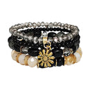 Flower Charm Glass Bead Bracelet BR2521-70 (12PC)