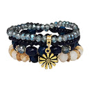 Flower Charm Glass Bead Bracelet BR2521-70 (12PC)