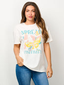 WOMEN'S SHORT SLEEVE GRAPHIC DISTRESSED DETAILED TOP