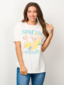 WOMEN'S SHORT SLEEVE GRAPHIC DISTRESSED DETAILED TOP