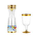 Party Magic Plastic Wine Glass Gold Rin 5ct 6oz