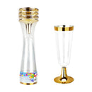 Party Magic Plastic Champagne Glass Gold Rim 4ct 5oz