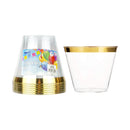 Party Magic Plastic Tumbler Gold Rim 6ct 9oz