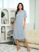 WOMEN'S SHORT SLEEVE GRAPHIC MIDI DRESS