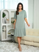 WOMEN'S SHORT SLEEVE TIERED EYELET MIDI DRESS