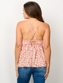 WOMEN'S SLEEVELESS V-NECK FLORAL PEPLUM TANK TOP