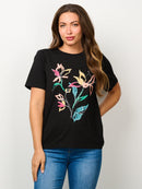 WOMEN'S SHORT SLEEVE FLORAL GRAPHIC TOP