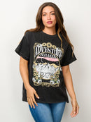 WOMEN'S SHORT SLEEVE GRAPHIC WASHED TOP