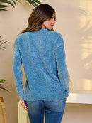 WOMEN'S LONG SLEEVE PULLOVER DETAILED SWEATER