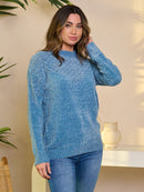 WOMEN'S LONG SLEEVE PULLOVER DETAILED SWEATER