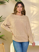 WOMEN'S LONG SLEEVE PULLOVER DETAILED SWEATER