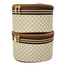 Vegan Leather Classic Print Cosmetic Case Travel BAG FB210. (2PC)