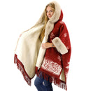 Faux Fur Snow Pattern Hoodie Shawl P3804 (1PC)