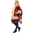 Faux Fur Snow Pattern Hoodie Shawl P3804 (1PC)