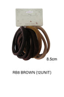 8.5CM Brown Mix Hair Tie RB8BR (12PC)