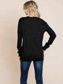 WOMEN'S LONG SLEEVE DETAILED SOLID TOP