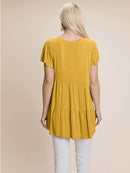 WOMEN'S SHORT SLEEVE LOOSE FIT TIERED TUNIC TOP
