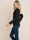 WOMEN'S LONG CROCHET SLEEVE BUTTON UP TOP