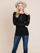 WOMEN'S LONG CROCHET SLEEVE BUTTON UP TOP