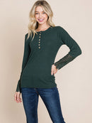 WOMEN'S LONG CROCHET SLEEVE BUTTON UP TOP