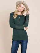 WOMEN'S LONG CROCHET SLEEVE BUTTON UP TOP