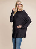 WOMEN'S LONG SLEEVE SOLID OVERSIZED TOP