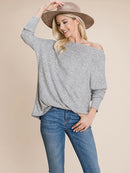 WOMEN'S LONG SLEEVE SOLID OVERSIZED TOP