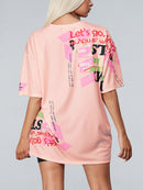 WOMEN'S SHORT SLEEVE GRAPHIC PRINT TOP