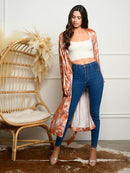 WOMEN'S SELF TIE POCKETS FLORAL LONG KIMONO