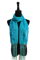 Sequin Chiffon Embellished Fringe Sheer Shawl Wrap Scarf SC309B (12pc)