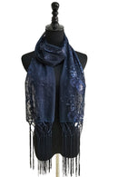 Sequin Chiffon Embellished Fringe Sheer Shawl Wrap Scarf SC309B (12pc)