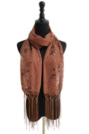 Sequin Chiffon Embellished Fringe Sheer Shawl Wrap Scarf SC309B (12pc)