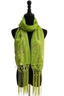 Sequin Chiffon Embellished Fringe Sheer Shawl Wrap Scarf SC309B (12pc)