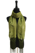 Sequin Chiffon Embellished Fringe Sheer Shawl Wrap Scarf SC309B (12pc)