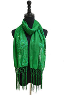 Sequin Chiffon Embellished Fringe Sheer Shawl Wrap Scarf SC309B (12pc)