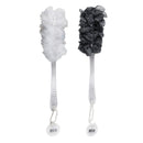 Bonita Home White and Grey Shower Pouf with Handle