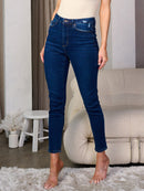 WOMEN'S BUTTON CLOSURE STRETCH DENIM SKINNY JEANS